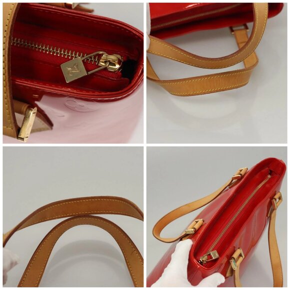 LOUIS VUITTON Monogram Vernis Houston Hand Bag Red M91092 LV Auth 117572 - Picture 16 of 16